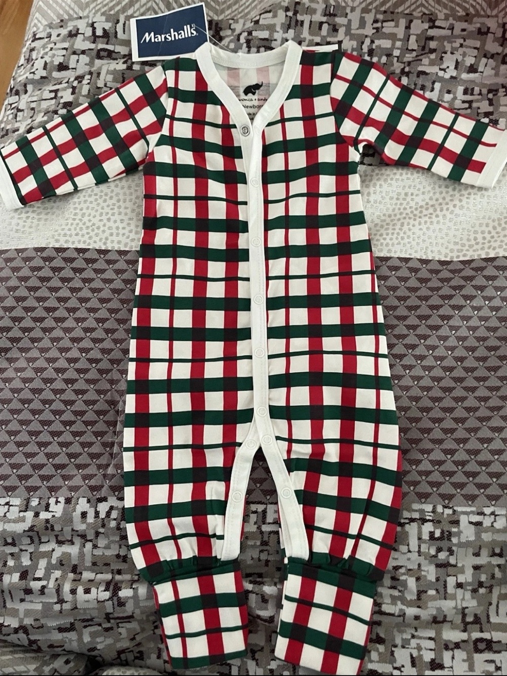 Marshalls Kids Red & Green Plaid One-Piece Romper
